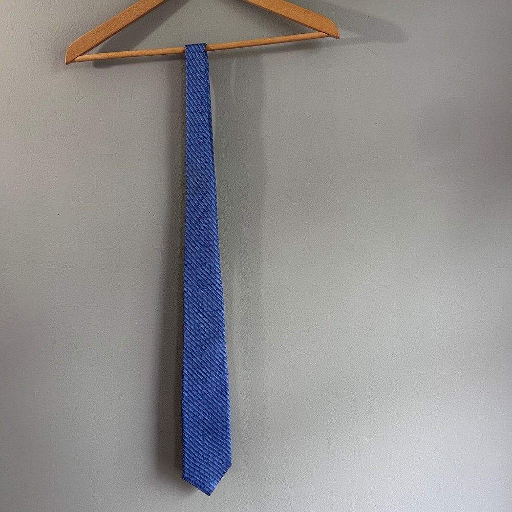 Gianfranco Ruffini Mens Blue‎ Geometric Striped 100% Silk Necktie WFL2831
